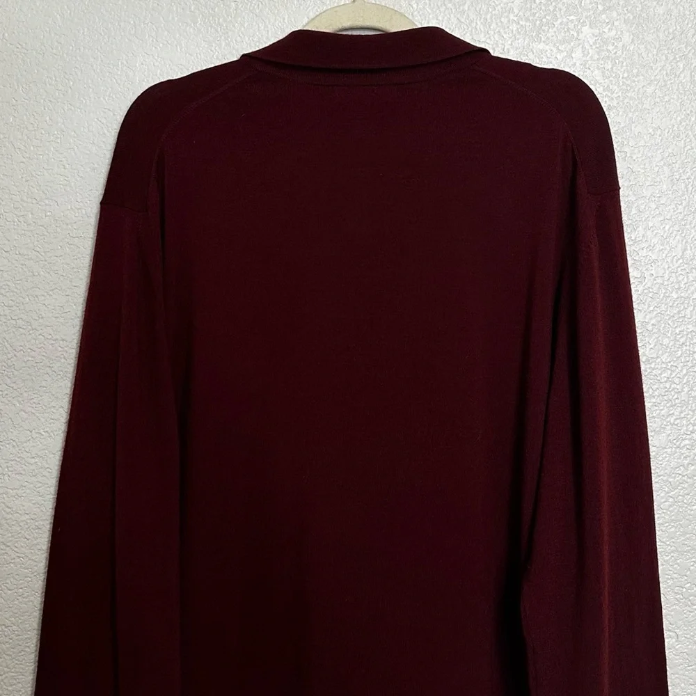 Banana Republic Stretch Merino Blend Maroon Men's Long Sleeves Polos, Size XL